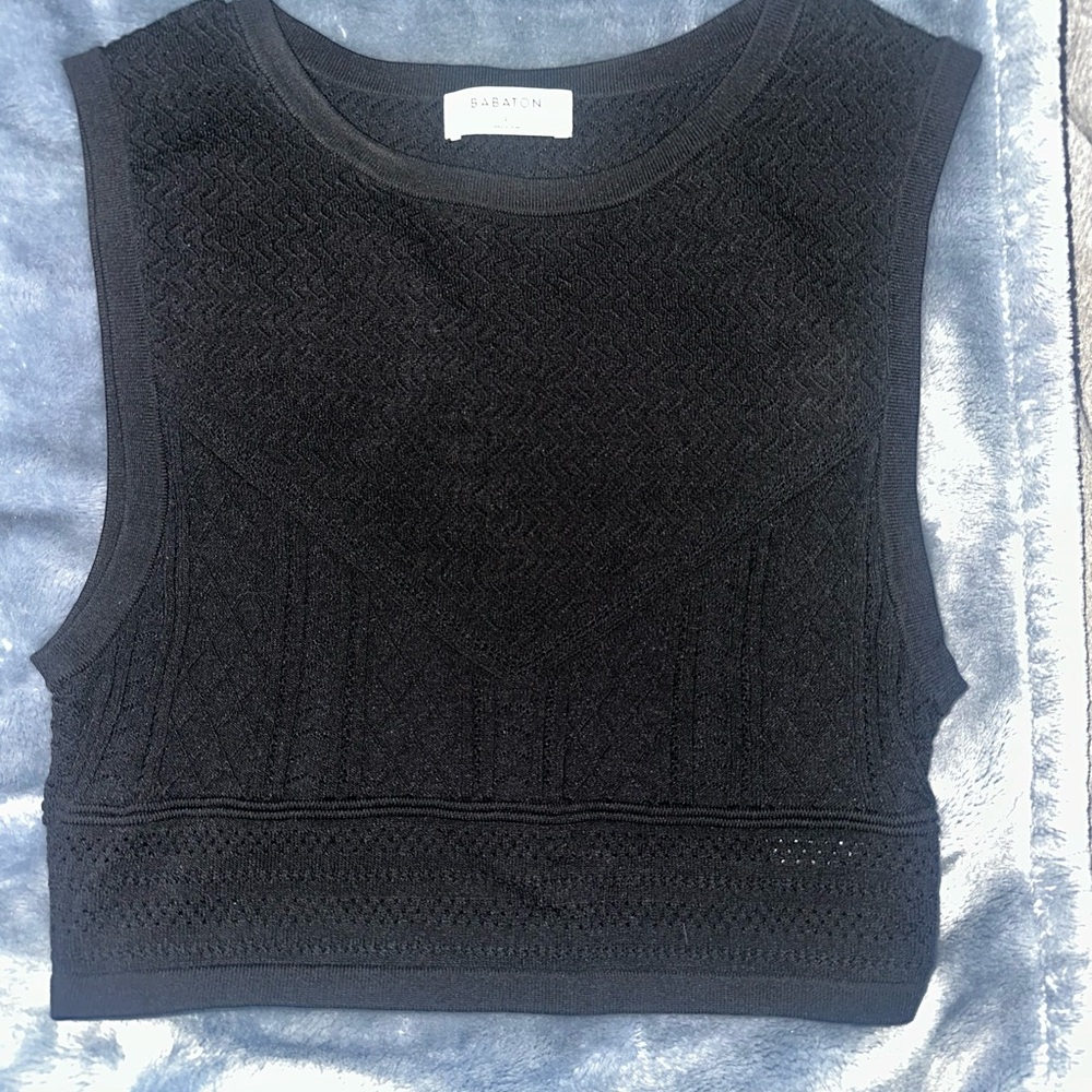 Aritzia Black Textured Crop Top